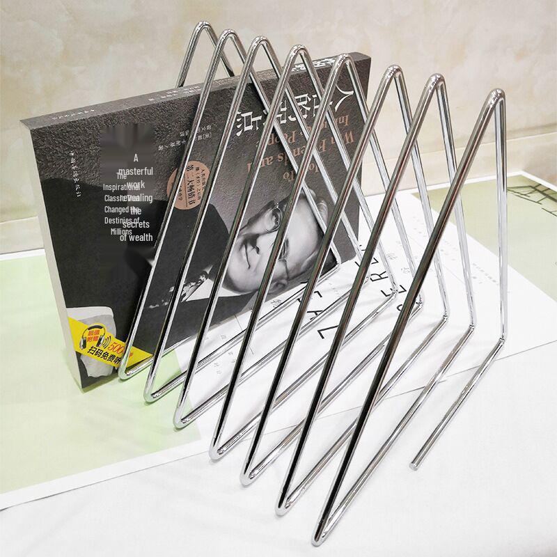 Nordic Style Iron Triangle Bookshelf Stand - Creative Desk Organizer for Books and Magazines