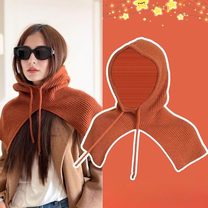 Căciulă Balaclava Stil Coreean de Iarnă pentru Femei Nouă la Modă și Versatilă Protecție Gât Protecție Împotriva Frigului Căciulă Tricotată Îngroșată și Călduroasă