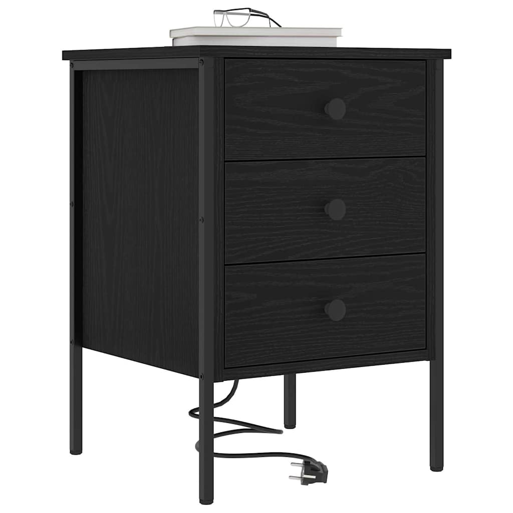 Nightstand Set (2 Pcs) Black Oak Effect 42 X 41 X 61 Cm