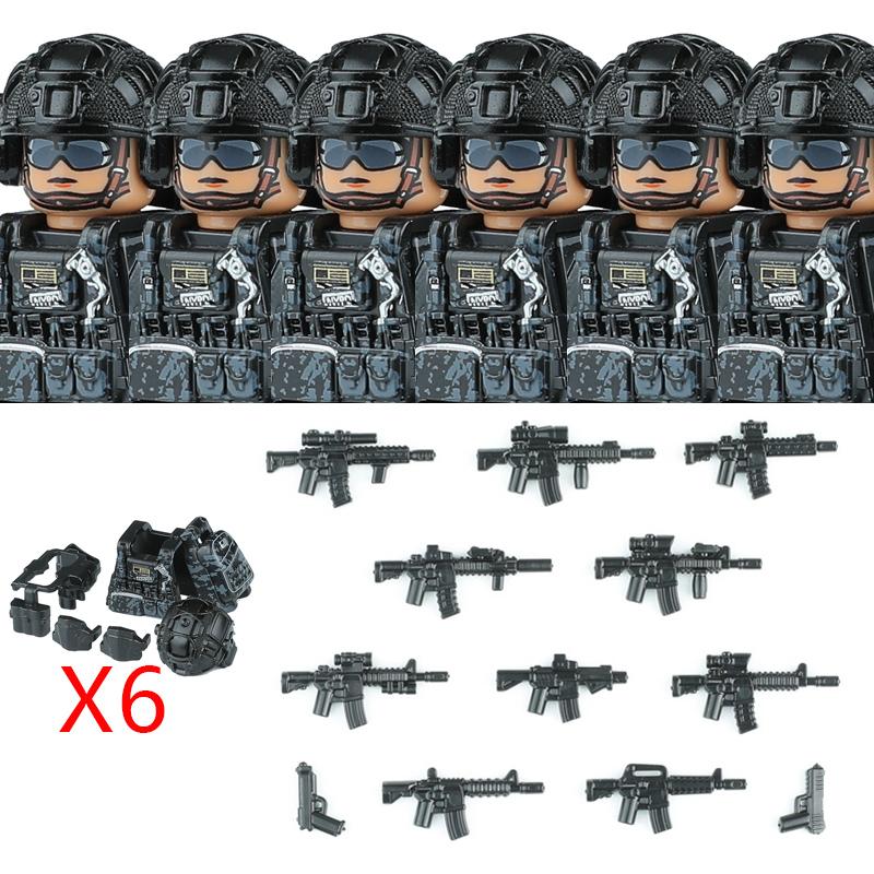 Militär Spezialkräfte Serie Bausteine Stadt Polizei Kommando SWAT Armee Soldat Figur Gasmaske Waffen Steine Spielzeug