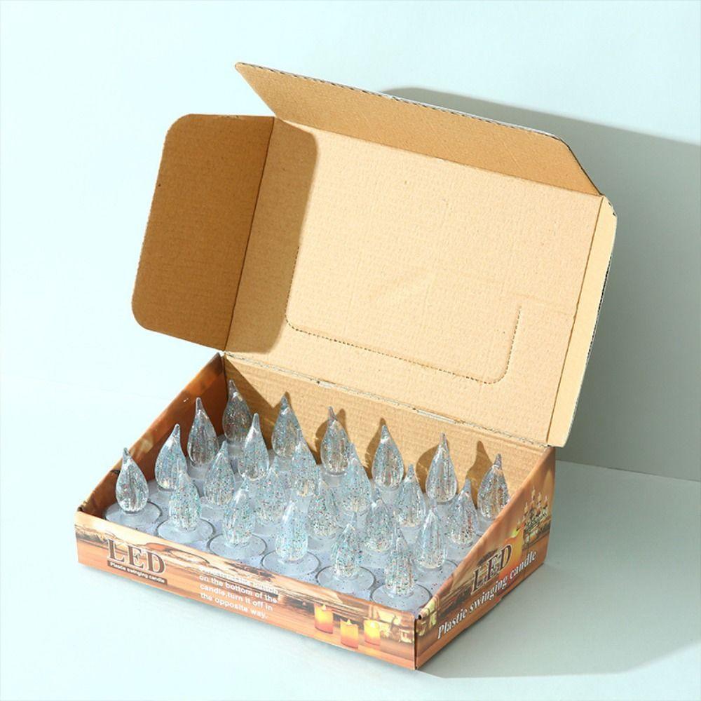 24Pcs Romantic with Battery Candles Light LED Acrylic Electronic Candle Flameless Candle Lamp Home