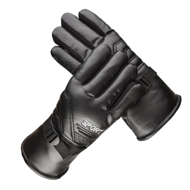 Winter thermal gloves men's thickened velvet non-slip, windproof, waterproof and cold-resistant outdoor cycling motorcycle ski leather gloves