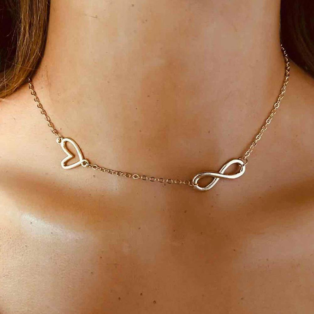 Unique Lock Stylish Chain Necklace For Women With Beautiful Heart And Infinity Elements
