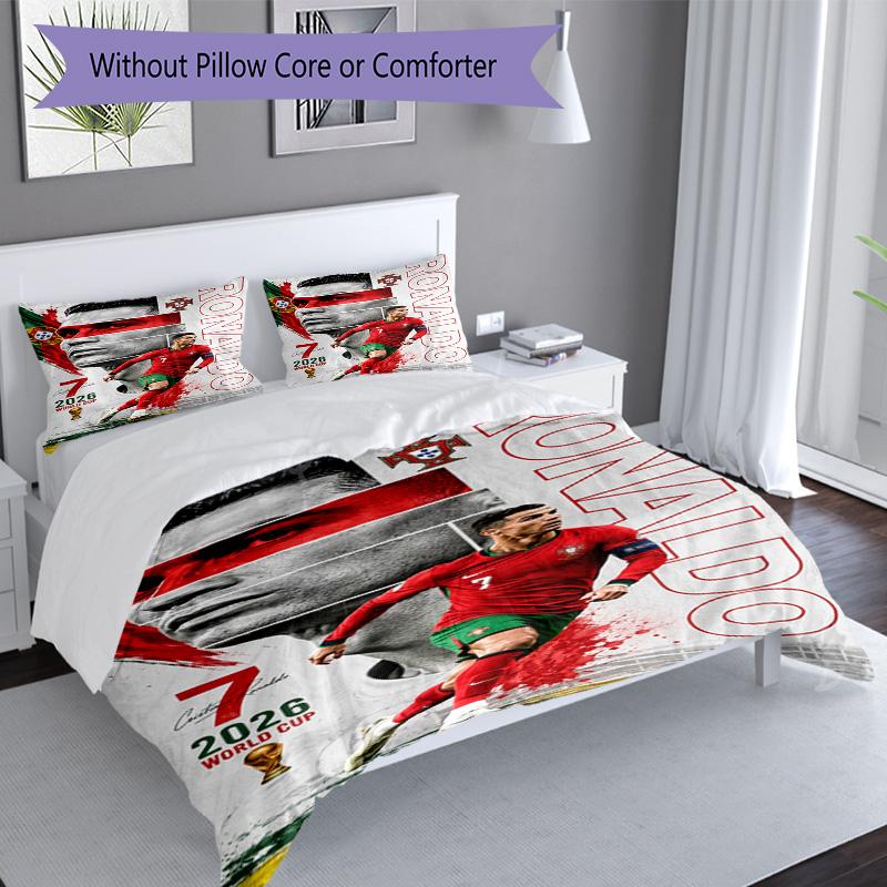 Ronaldo's Cr7 Goal Celebration Bedding Set, Breathable Duvet Cover with Pillowcases, Soft Bed Linen for Bedroom Home Decoration, Perfect Festival Birt