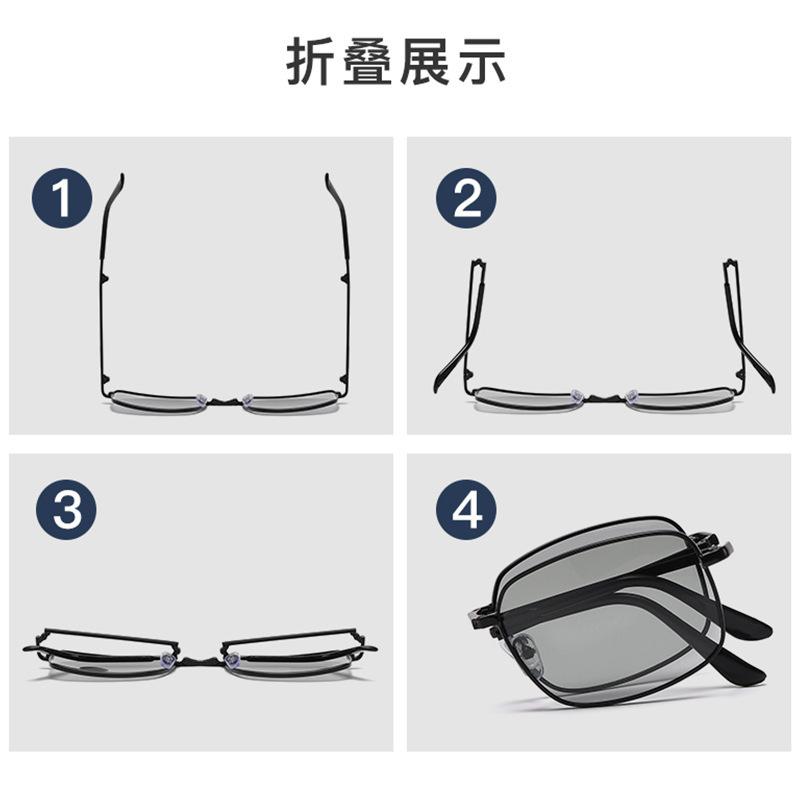 New color-changing folding sunglasses Men's sunshades Stylish black sunglasses