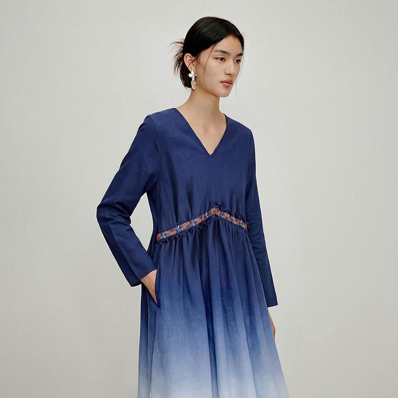 Life Left Gradient Blue Embroidered A-Line Dress