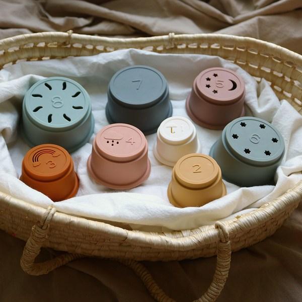 Bebekit Infant Silicone Stacking Cup, Good Afternoon, 1 Set, Korean Baby Products