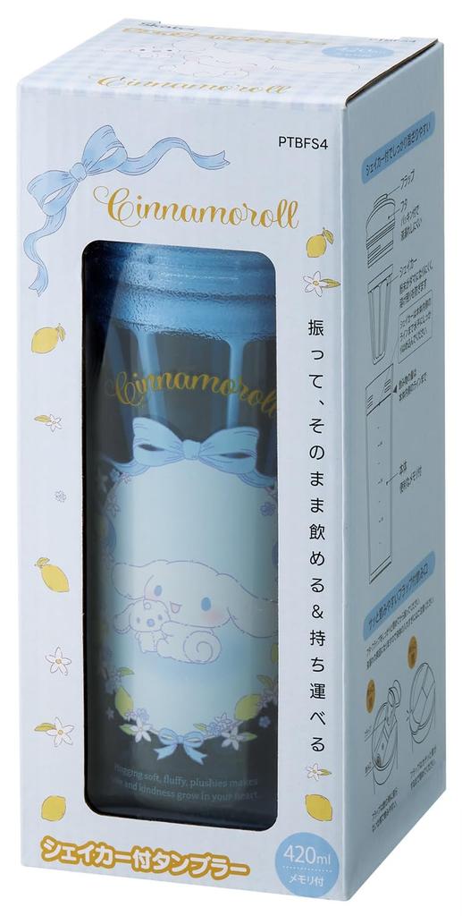 Skater Tumbler with with Flap and Memory Sanrio Cinnamoroll Plush Hug Shaker, 420ml, Stick, PTBFS4-A