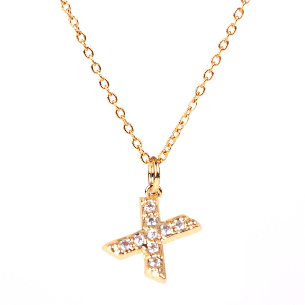 New Diamond Clavicle Necklace with 26 Alphabet Pendants - Stylish European and American Jewelry
