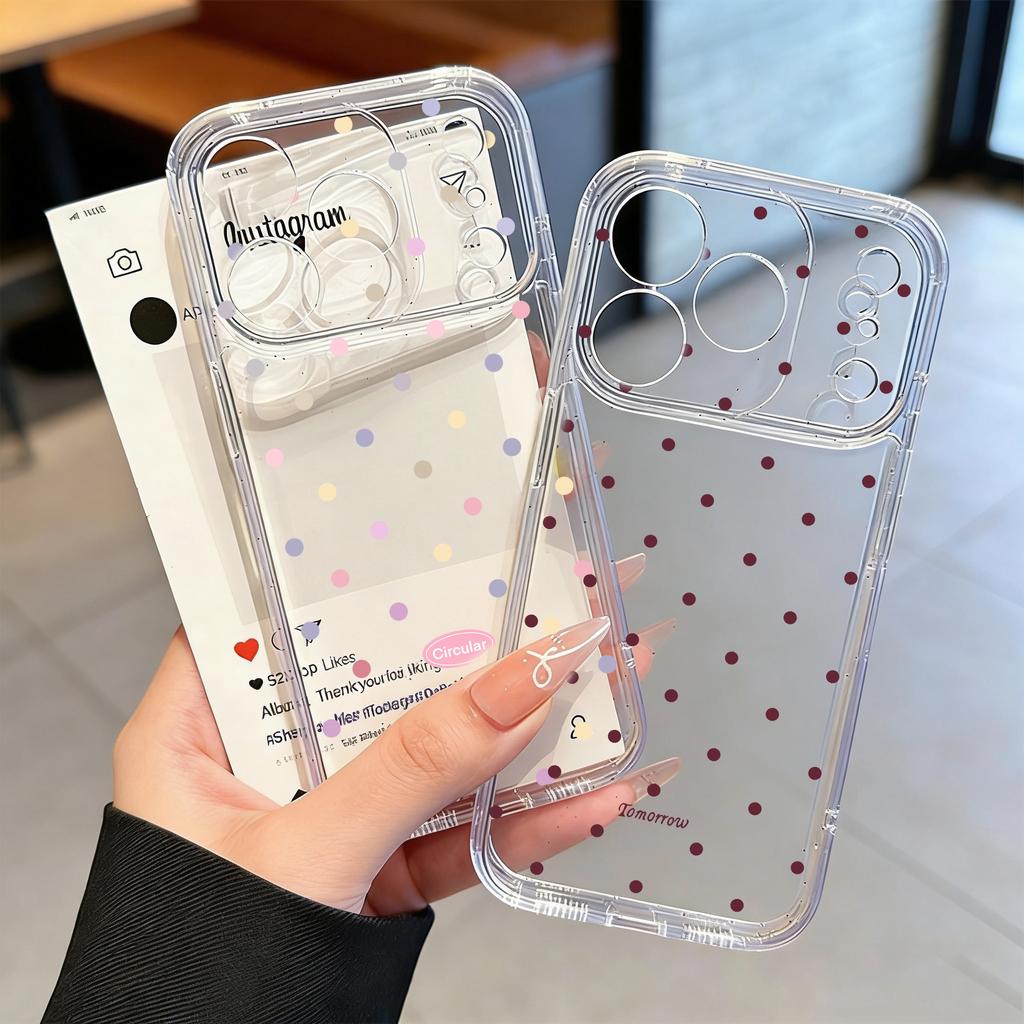 Case For VIVO V60 Lite 5G Y31 Y400 V50 Lite V40 Y04 Y100 Y36 Y15S V23 V27 Pro Polka Dots Silicone Transparent Cover