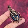 Evil Eye Copper Watermelon Tourmaline Pendant Copper Wire Wrapped Dainty Jewelry