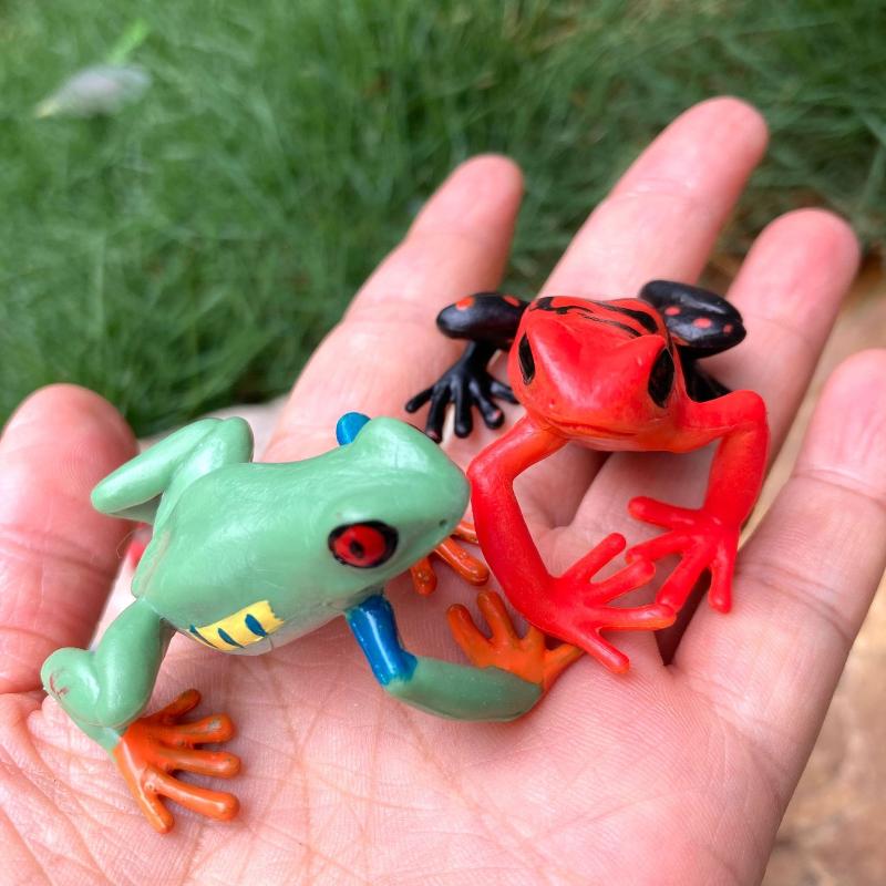 1Pcs Hand Painted Amphibious Animal Figurine Educational Realistic Toad Frog Figure Rubber Animal Model Toy For Kids