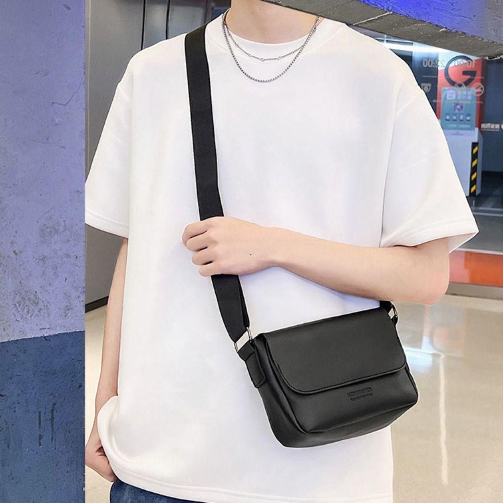 Rectangular Men Crossbody Bag PU Leather Shoulder Bag Fashion Women Messenger Bag  Camping