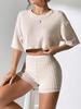 2025 Frühling Sommer Mode Crop Top T-Shirt und Shorts 2-teiliges Set Damen Lässig Sportbekleidung Set