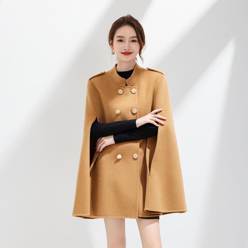 Manteau Cape Double Face en Laine pour Femmes Petite Taille 2025 - Laine Australienne Pure pour l'Automne/Hiver.