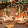 Wood Candlestick Candle Holder with Santa Elk Carving Optional Perfect for Christmas Decoration