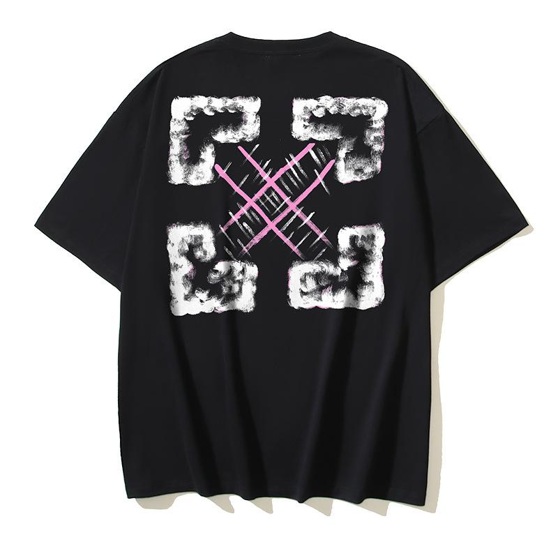 Off-White Wiosna/Lato 2025 Nowy Wzór Strzałki z Literami OW Chmura Bluza z Okrągłym Dekoltem i Krótkim Rękawem Męska i Damska