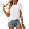 Women's Spring and Summer New Solid Colour Round Neck Sweet Short-sleeved T-shirt Hollowed Out Tops