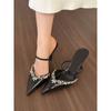 apricot pointed rhinestone high heels women's 2025 new thin heels wear one-word sandals wear sandals women's shoes