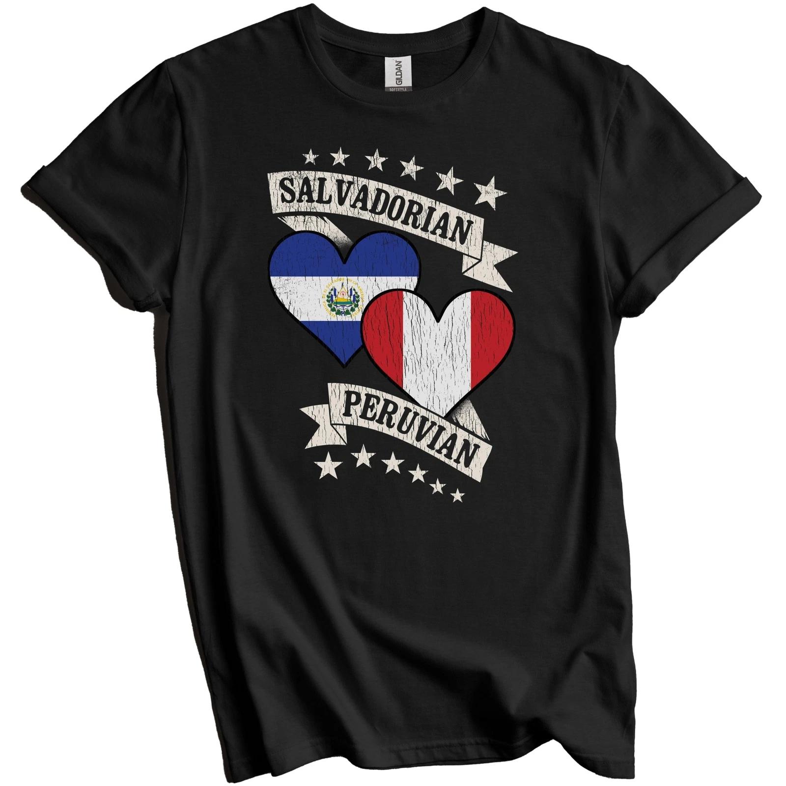 Salvadorian Peruvian Heart Flags El Salvador Peru T-Shirt XL