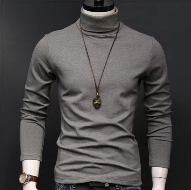 Herren Rollkragen Langarm Enganliegendes T-Shirt Elastische Slim Fit Einfarbiges Basic-Shirt Herbst/Winter Vielseitiges Unterhemd