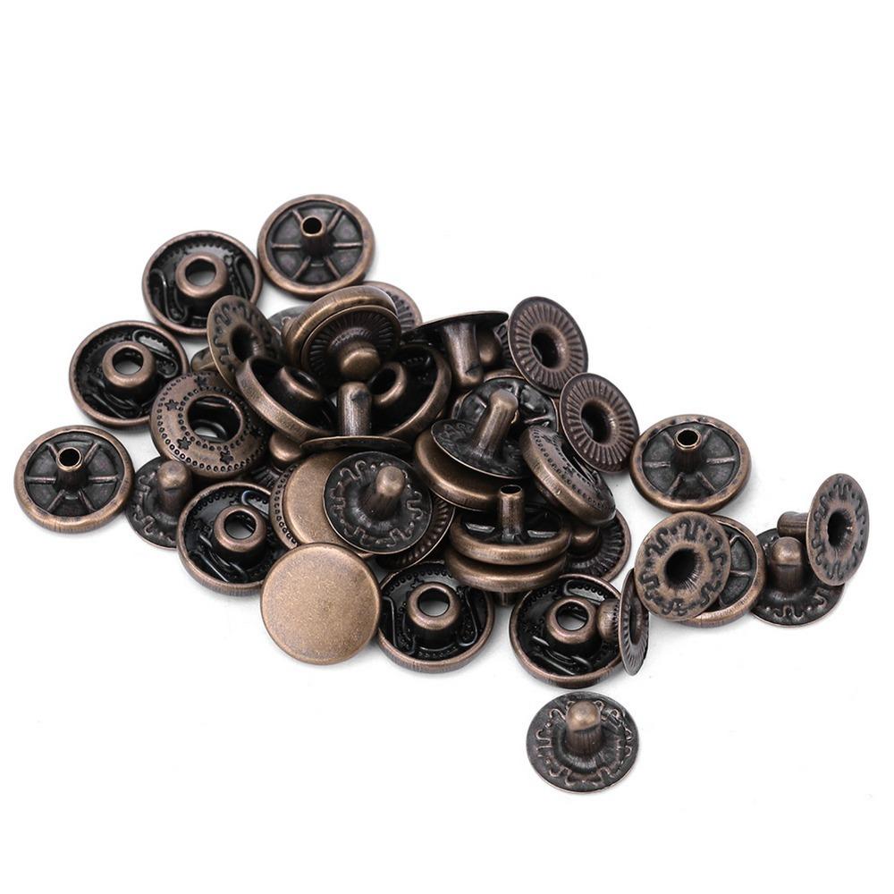 50 jeux Style Vintage 50 Jeux Boutons-Pression en Laiton Forme Ronde Décoration Tissu Boutons-Pression Attaches-Pression en Cuir Pour Vêtements