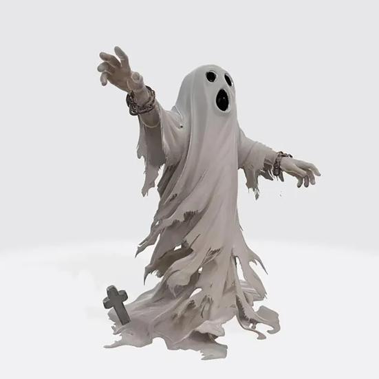 Halloween Ghost Figurine, Spooky Scream Face Ghost Resin Statue for Indoor Shelf, Tabletop Centerpiece, Home Office Decor