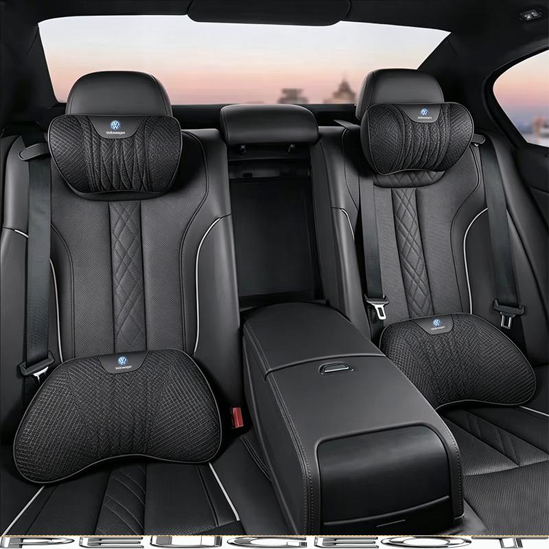 Car Neck Pillow Seat Cover Lumbar Support Headrest For VW GTI Polo T5 Passat Golf Tiguan Jetta CC T-ROC Scirocco Beetle Hub Cap
