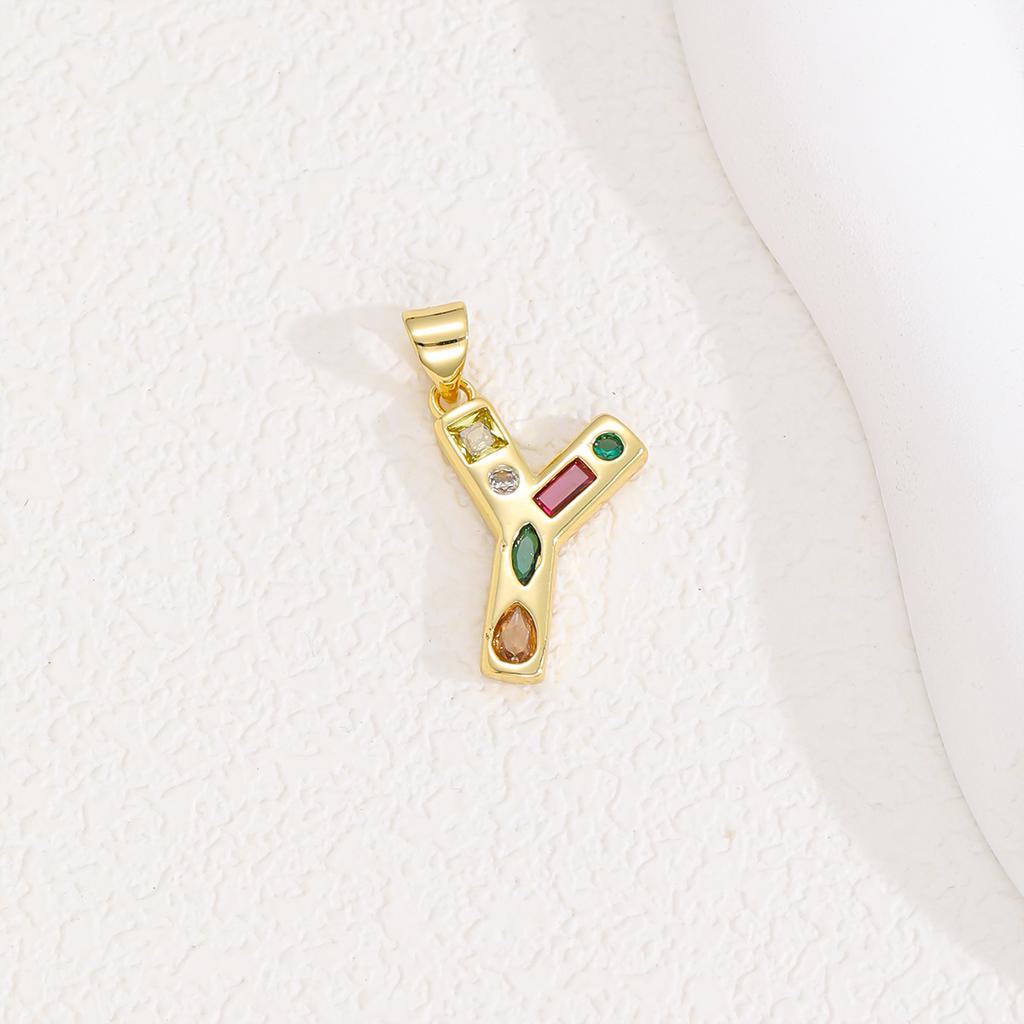 Multicolor Zircon A-Z Letters Pendant Necklace Crystal Water Drop 26 letters Pendant Necklace Gold Plated  Gift for Women