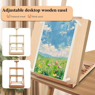 Tabletop Easel 18 Inches H-Frame Wood Easel Adjustable Easel Stand for Painting Multipurpose Desktop Easel for Students