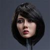 1/6 Asian Beautiful Woman Head with Black Short Hair Carving Model Fits 12 Inch Action Figure Body