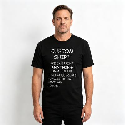 Print Your Photo Text Logo Custom DIY Cotton Tee Personalized Unisex Soft Top