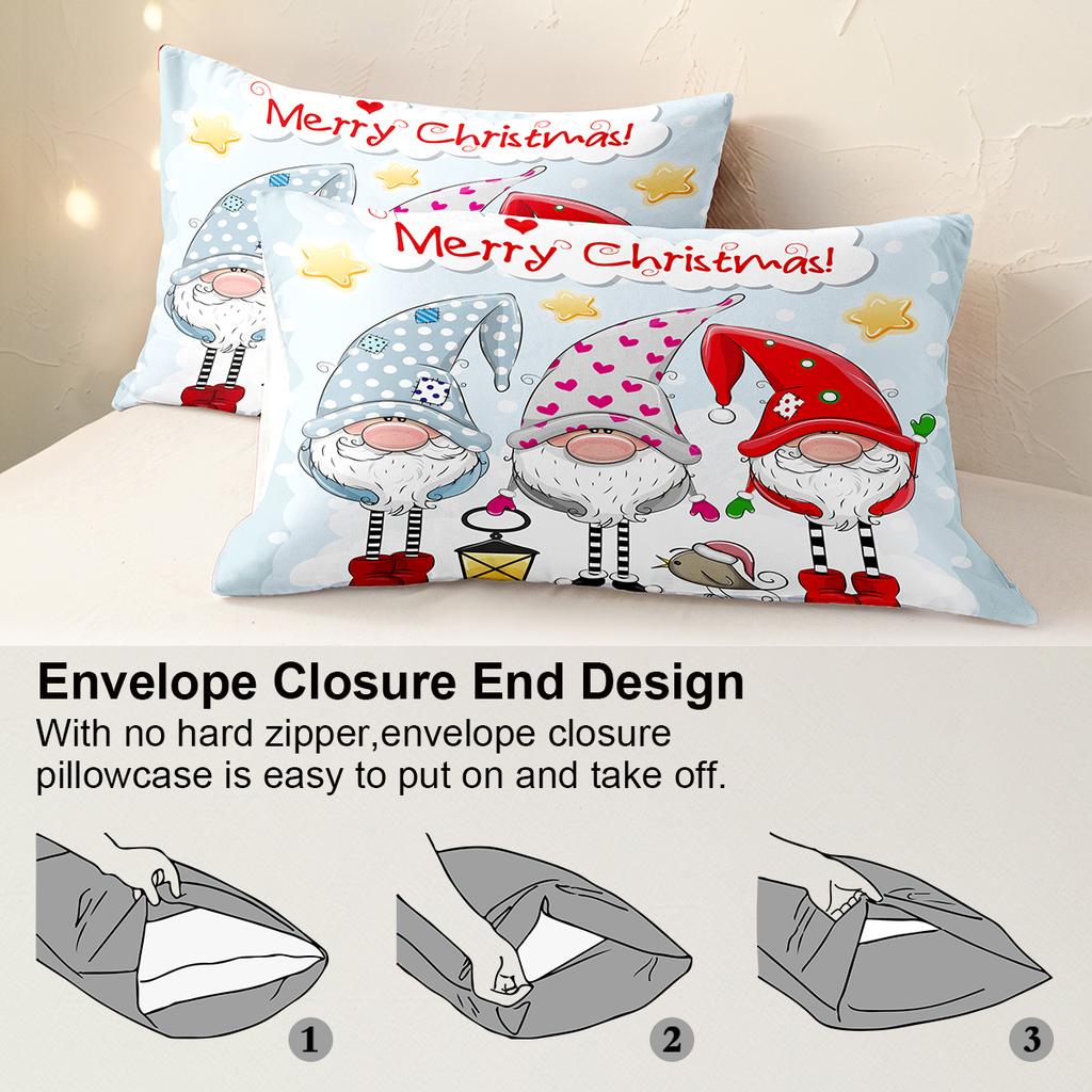 3pcs/set Christmas Reindeer Snowman Bedding Set Includes 1 Duvet Cover And 2 Pillowcases Soft And Skin-Friendly