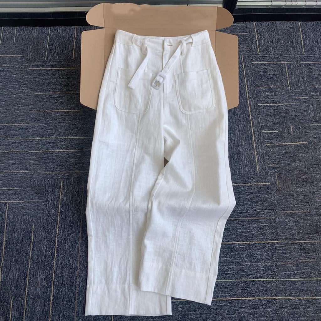 Summer Thin White HighWaist Stylish WideLeg Pants for Women  DesignForward with Front Pockets Casual Trousers