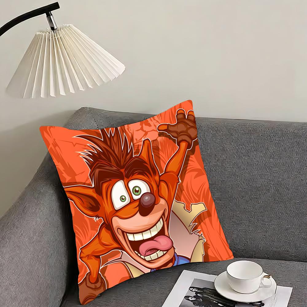 Game Cartoon Crashs B-Bandicoot Cushion Cover Reversible Plush Pillow Cover – For car, sofa, bedroom, perfect as a gift.
