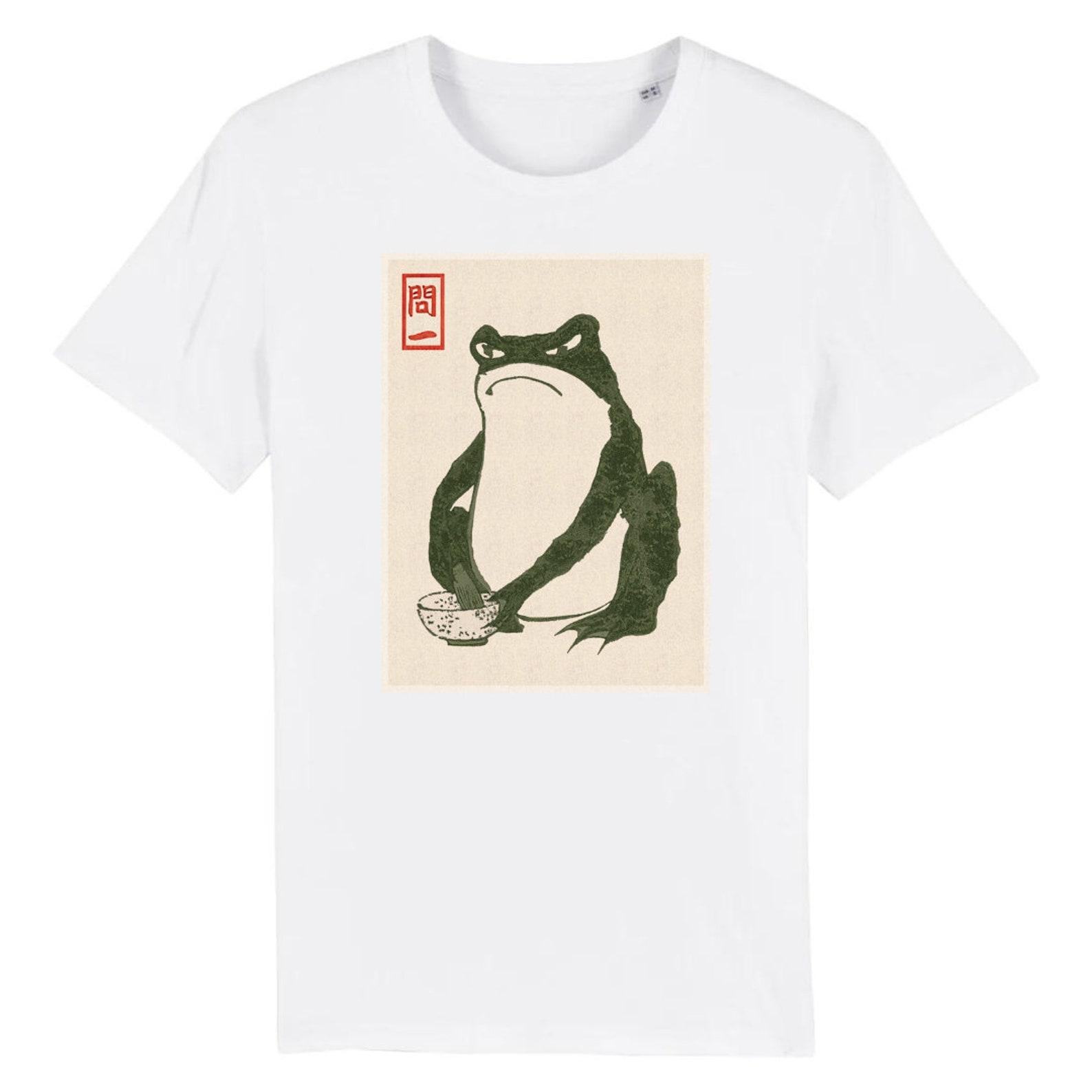 Matsumoto Hoji Grumpy Frog T-Shirt Vintage Japanese Woodblock Art M