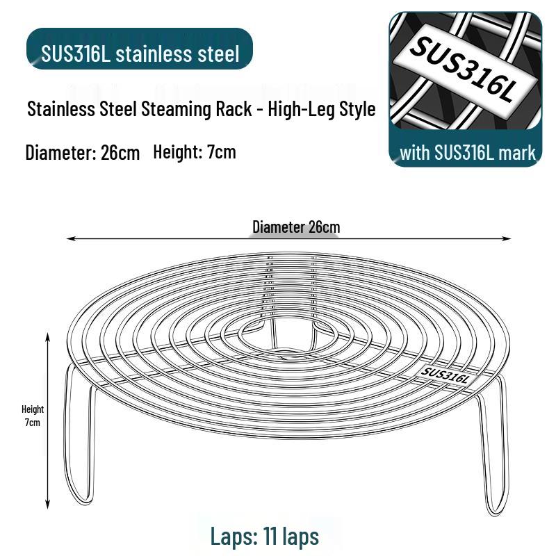 316 Stainless Steel Steamer Rack for Buns and Vegetables - Pressure Cooker Tray & Water Bath Separator