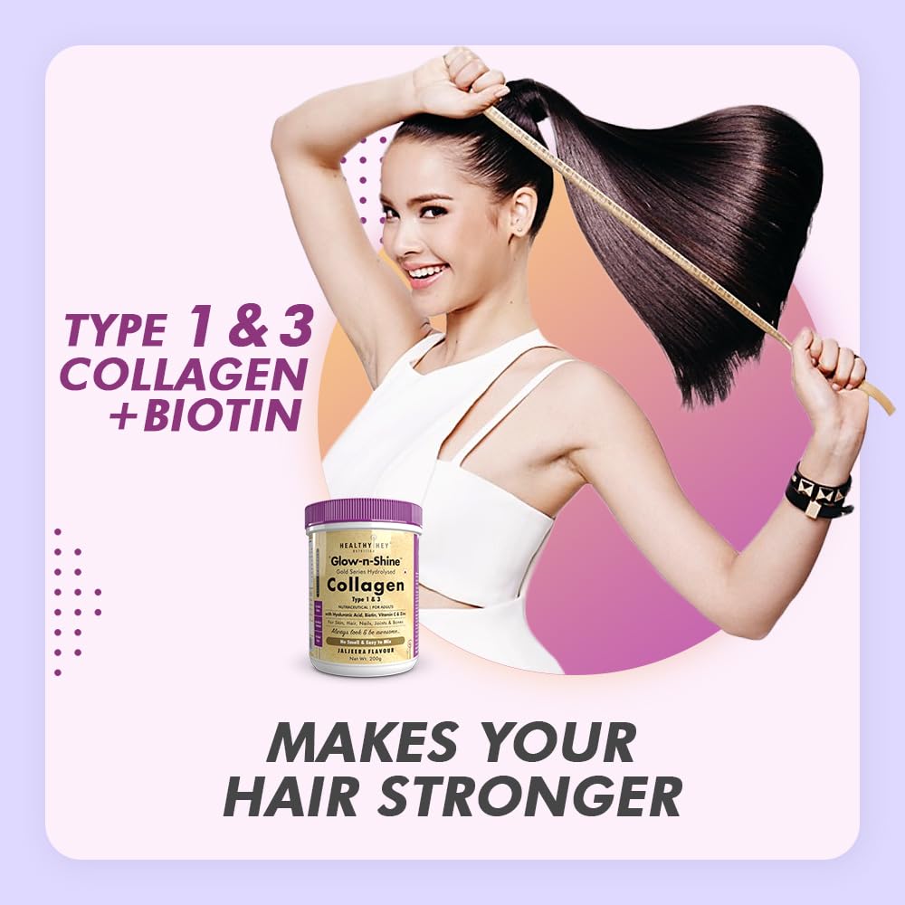 Skin Glow-n-Shine® Collagen Powder 200g | Hydrolysed Collagen for Women and Men with Hyaluronic Acid, Biotin and Vitamin C for Healthy Skin