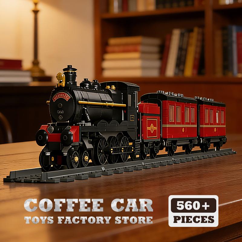 Retro Steam Train Building Blocks Assemble Model City Railway Locomotive MOC Bricks Toys DIY Decor Adult Kids Boy Birthday Gifts