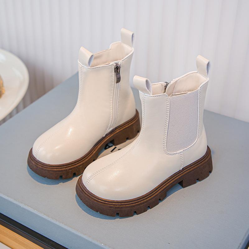 Spring and Autumn Girls Fashion Short Boots Bright Leather Shoes Children Waterproof Non-slip Snow Boots  Baby Sport Shoes Sneaker