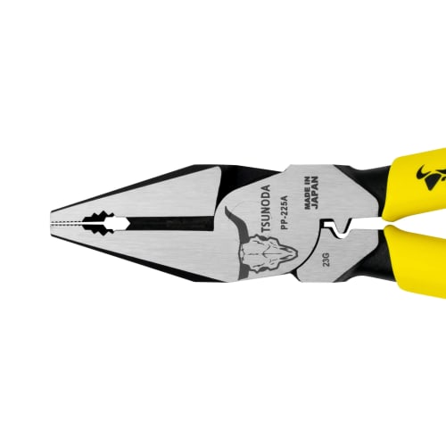 TSUNODA Electrician's Power Pliers, 225mm, Crimping Function, Eccentric, for Electrical Work, PP-225A