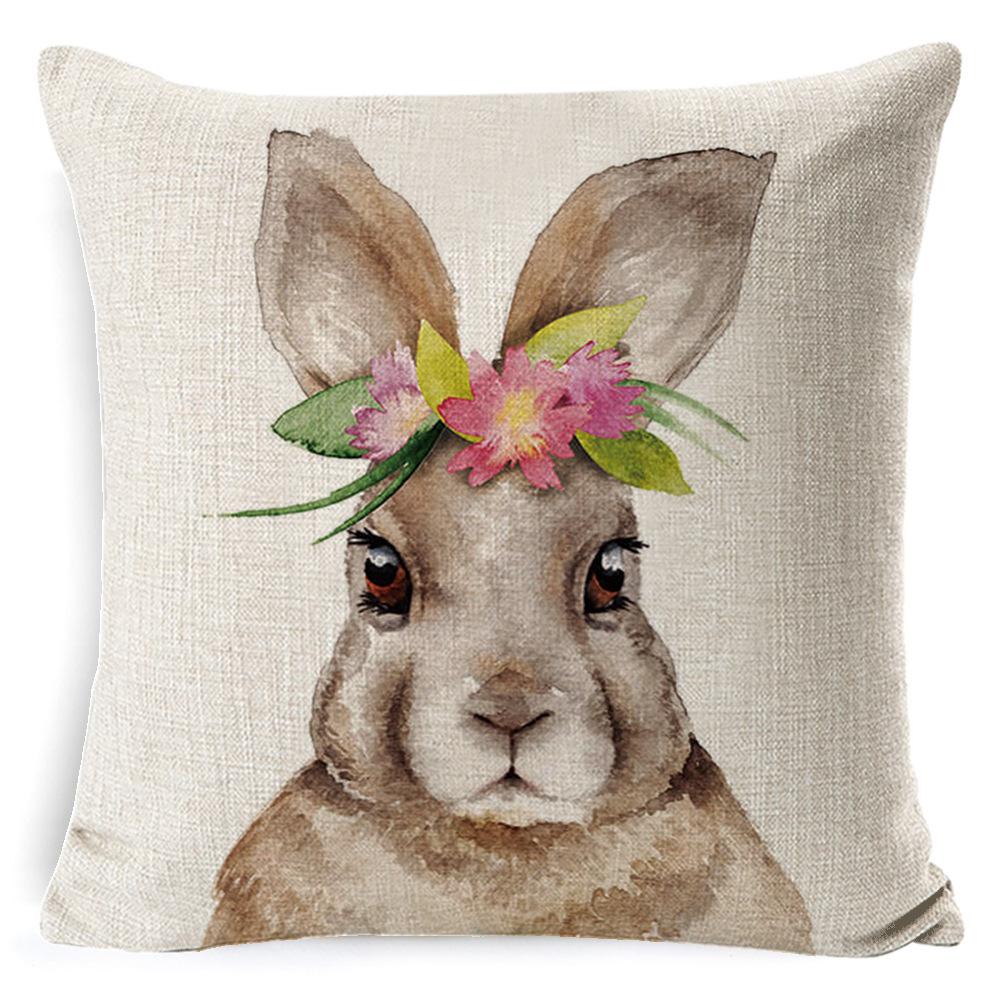 New Digital Printing Easter Theme Pillow Cover Cushion Cover Cute Bunny Truck Animal Pillow Cover