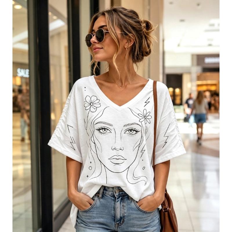 Summer Polka Dot T-Shirts 3D Print Fashion Women's V-Neck Short Sleeve T Shirt Y2K Casual Tees Harajuku Tops Female Clothing