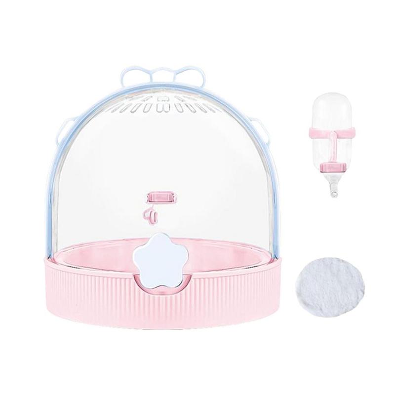 AS60-Маленькая клетка для хомяка с бутылкой для воды, дорожная клетка для карликового хомяка, ежа, переноска, зоотовары, переноска для песчанки