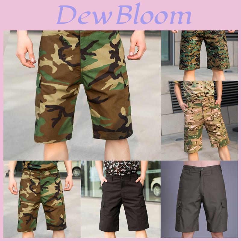 Stylish Men's Army Combat Camouflage Cargo Shorts Featuring Multiple Pockets