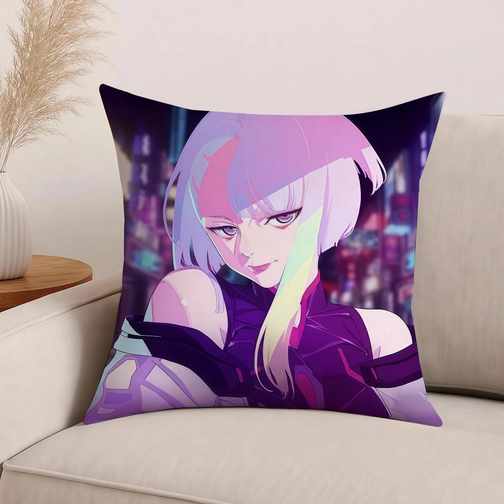 

Anime C-CyberP-punk E-Edgerunners Pillow Case Office Cushions Suitable For Sofa Car Bedroom Decorative Cushion Cover 30cm x 30cm