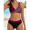 Bikini set s V výstřihem 2026 Dámský pruhovaný patchworkový plavecký úbor Letní plážové oblečení Plavky Ženské plavky Koupací plavky 3XL