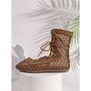 New plus-size retro flat sandals, summer breathable mesh hollow cross strap sandals for women
