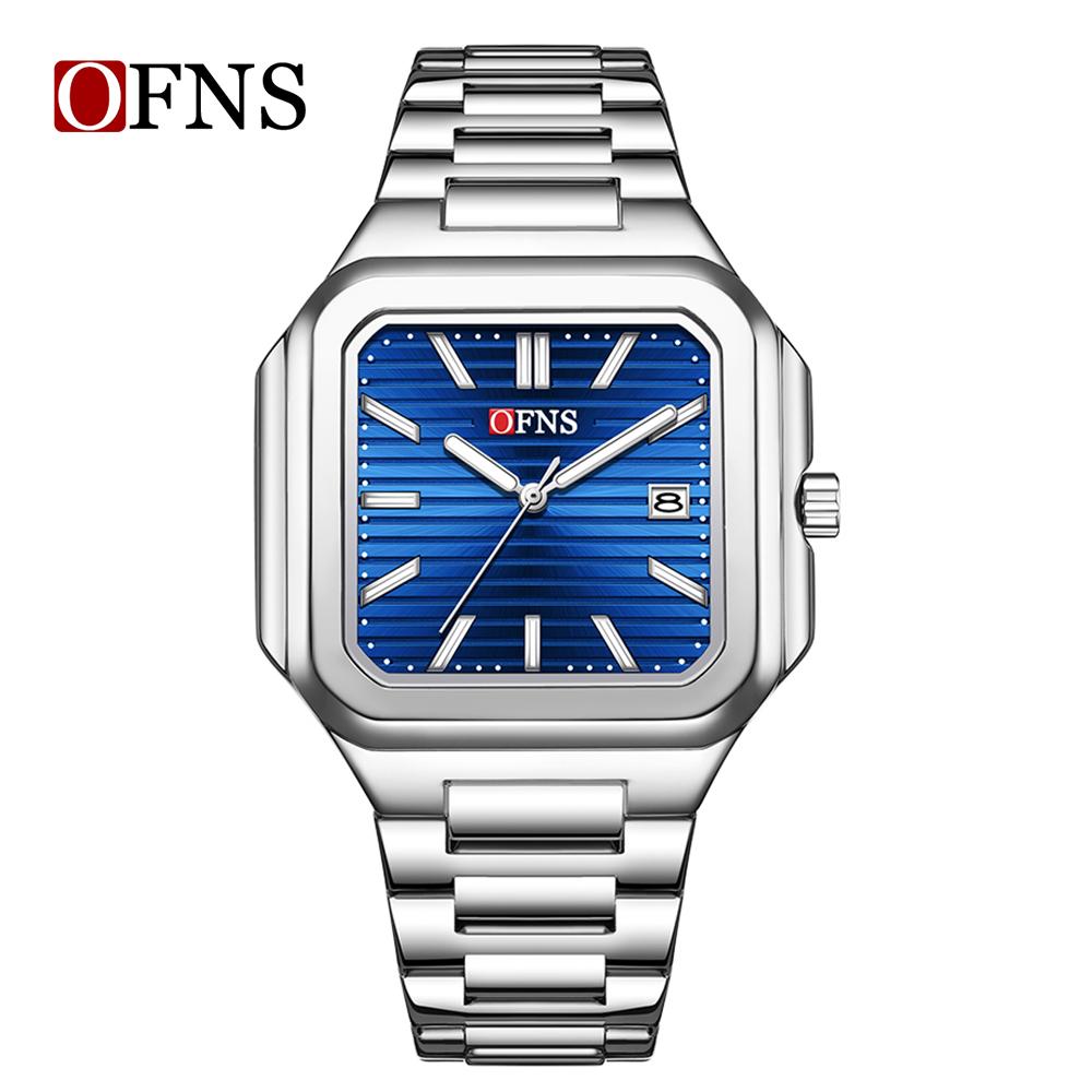 Ofns Brand 1650 Casual Fashionable Men's Quartz Watch Military Sports Waterproof Automatic Date Luxury Full Stainless Steel