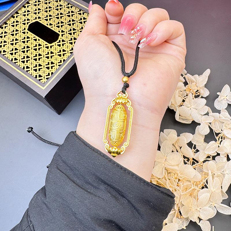 Ancient Method Six Character Mantra Scripture Converter Black Rope Versatile Necklace Pendant